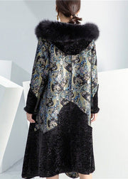 Plus Size Black Fox Collar Patchwork Wear On Both Sides Cashmere Coat Winter