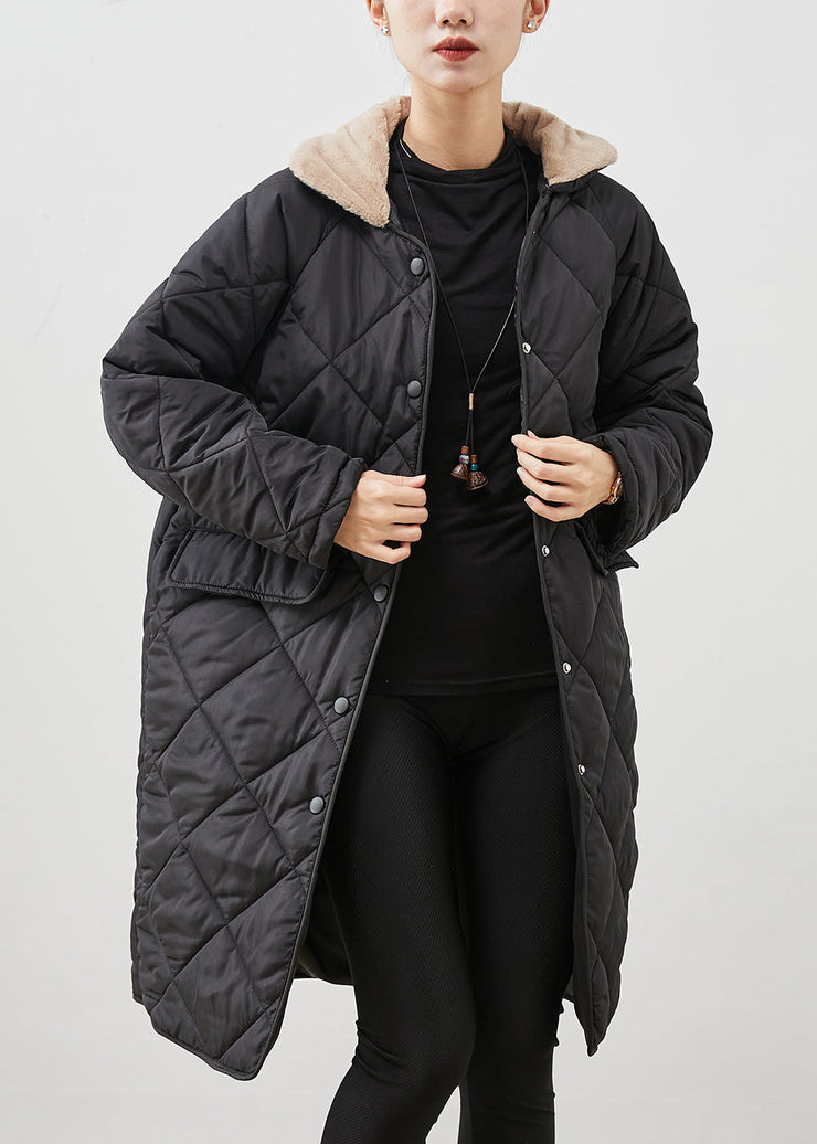 Plus Size Black Fur Collar Pockets Thick Duck Down Jackets Winter