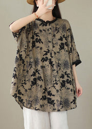 Plus Size Black O-Neck Print Top Half Sleeve