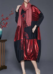 Plus Size Black Oversized Patchwork Silk Holiday Dress Spring