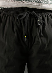 Plus Size Black Pockets Elastic Waist Duck Down Beam Pants Winter