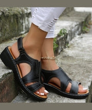 Plus Size Brown Splicing Wedge Sandals Hollow Out Peep Toe