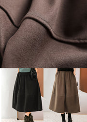 Plus Size Chocolate Solid Patchwork Woolen Skirts Winter