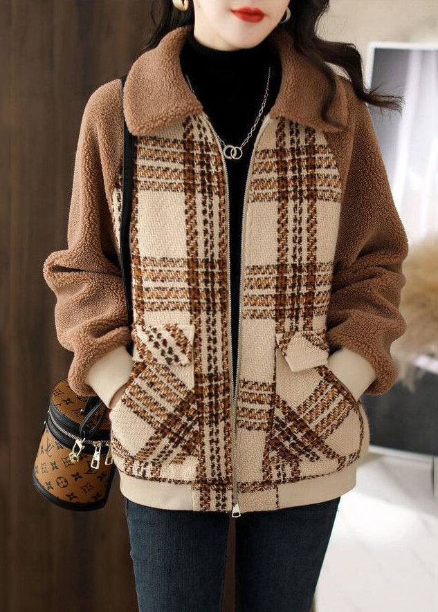 Plus Size Coffee Thick Patchwork Teddy Faux Fur Coats Winter