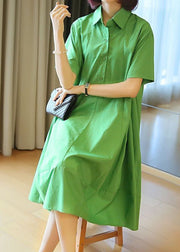 Plus Size Green Oversized Patchwork Exra Large Hem Cotton Shirt Dresses Summer