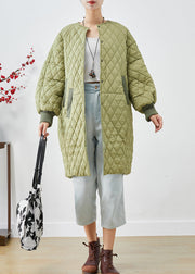 Plus Size Green Oversized Plaid Fine Cotton Filled Womens Parka Winter