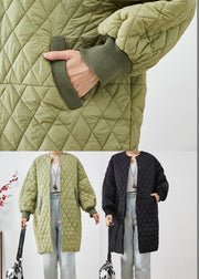 Plus Size Green Oversized Plaid Fine Cotton Filled Womens Parka Winter