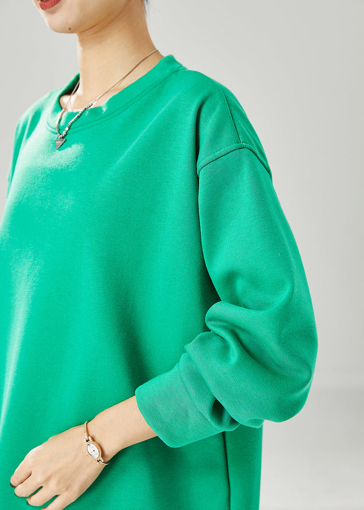 Plus Size Green Oversized Warm Fleece Sweatshirts Top Spring