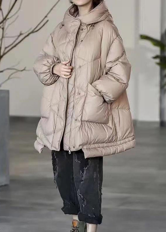 Plus Size Khaki Oversized Pockets Duck Down Puffer Jacket Winter