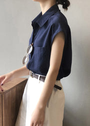 Plus Size Navy Peter Pan Collar Shirts Summer