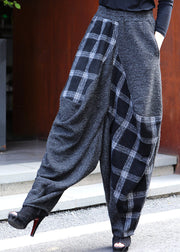 Plus Size Plaid Patchwork Elastic Waist Lantern Pants Fall