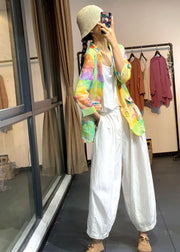 Plus Size Rainbow Tie Dye Linen UPF 50+ Coat Jacket Summer