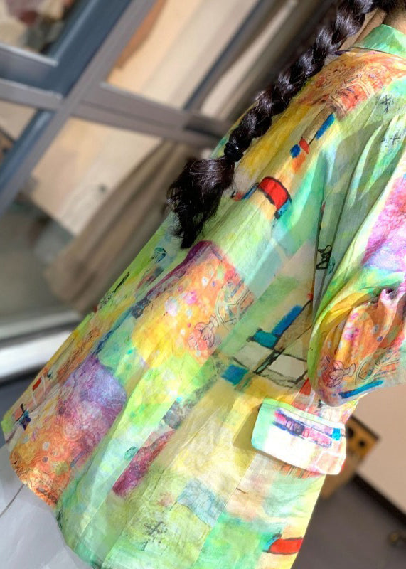 Plus Size Rainbow Tie Dye Linen UPF 50+ Coat Jacket Summer