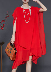 Plus Size Red Oversized Chiffon Holiday Dress Summer