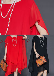 Plus Size Red Oversized Chiffon Holiday Dress Summer