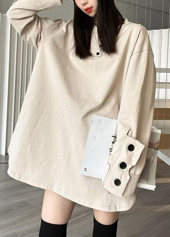 Plus Size White Patchwork Button Sweatshirts Long Sleeve