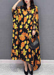 Plus Size Yellow Stand Collar Maxi Dresses Spring