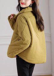 Plus Size Yellow Zip Up Pockets Patchwork Parka Winter