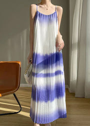 Purple Gradient Color Cotton Maxi Dress Cold Shoulder Summer