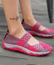 Purple Knit Fabric Handmade Splicing Flat Shoes For Women