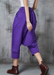 Purple Patchwork Denim Harem Pants Oversized Spring