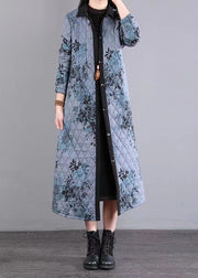 Purple Print Patchwork Fine Cotton Filled Coats Peter Pan Collar Winter