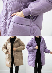 Purple Warm Fine Cotton Filled Parkaer Oversized Pockets Winter