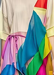 Rainbow Patchwork Tulle Long Dress Asymmetrical Summer