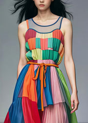 Rainbow Patchwork Tulle Vacation Dress Exra Large Hem Summer