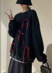 Red Fluffy Cozy Knit Sweaters O Neck Winter