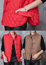 Red Oriental Duck Down Vests Stand Collar Spring