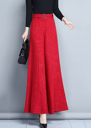 Red Patchwork Draping Flared Trousers Spring