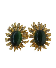 Regular Blackish Green Sterling Silver Alloy Zircon Gem Stone Stud Earrings