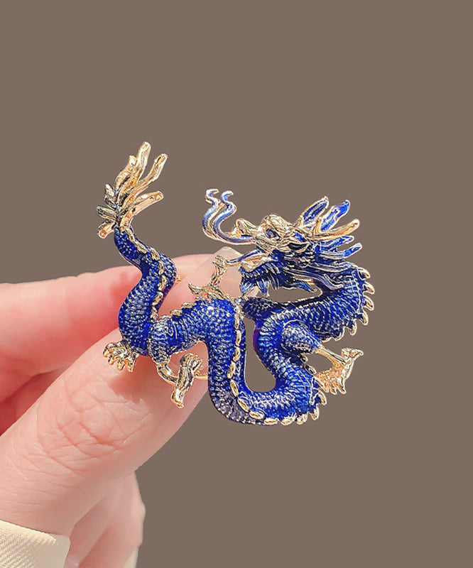 Regular Blue Alloy Enamel Dragon Shaped Brooches