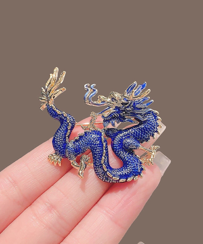 Regular Blue Alloy Enamel Dragon Shaped Brooches