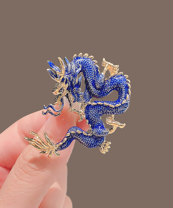 Regular Blue Alloy Enamel Dragon Shaped Brooches