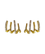 Regular Gold Alloy Inlaid Zircon Hoop Earrings