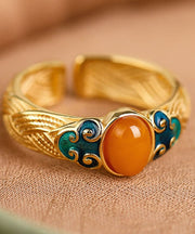 Regular Gold Ancient Gold Beeswax Enamel Opening Rings