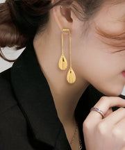 Regular Gold Metal Water Drop Tassel Drop Earrings