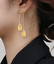 Regular Gold Metal Water Drop Tassel Drop Earrings