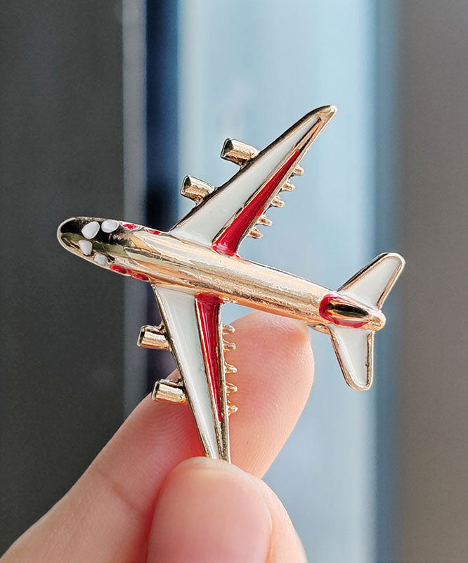 Regular Red Alloy Enamel Model Plane Brooches