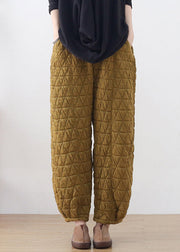 Retro Ginger Pockets High Waist Thick Cotton Lantern Pants Winter