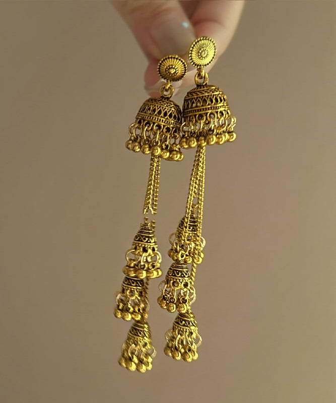 Retro Gold Metal Alloy Tassel Drop Earrings