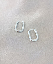 Retro Gold Sterling Sterling Silver U Shaped Circle Hoop Earrings