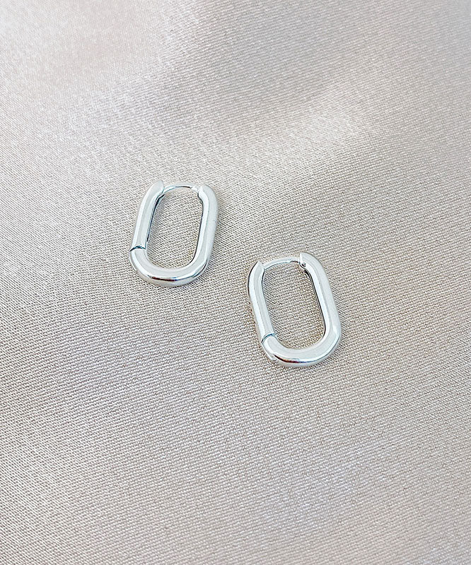 Retro Gold Sterling Sterling Silver U Shaped Circle Hoop Earrings