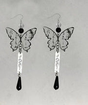 Retro Ink And Wash Butterfly Tassel Water Drop Drop Earrings