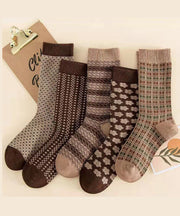 Retro Print Keep Warm Fine Cotton Crew Socks