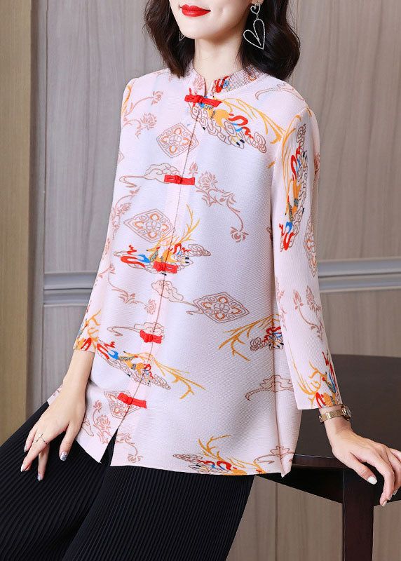 Retro Rose Print Button Cozy Shirt Fall