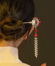 Retro Silk Alloy Pearl Tassel Hairpin