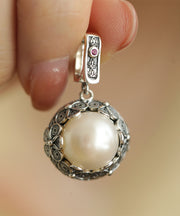 Retro Silk Sterling Silver Pearl Pendant Necklace